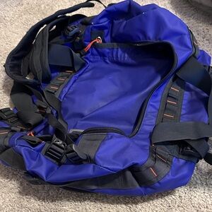 The North Face Royal Blue Duffel Bag with Black Straps